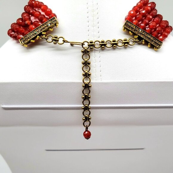 Heidi Daus Carnelian and Swarovski Crystal Choker Statement Necklace - Picture 7 of 9